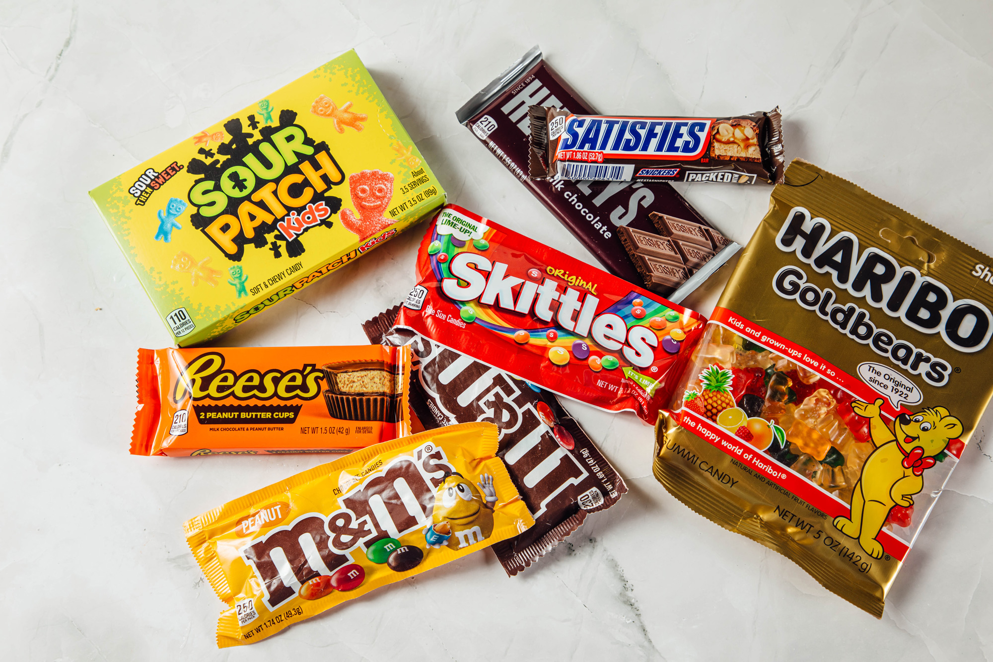 Collection of different kinds of candy
